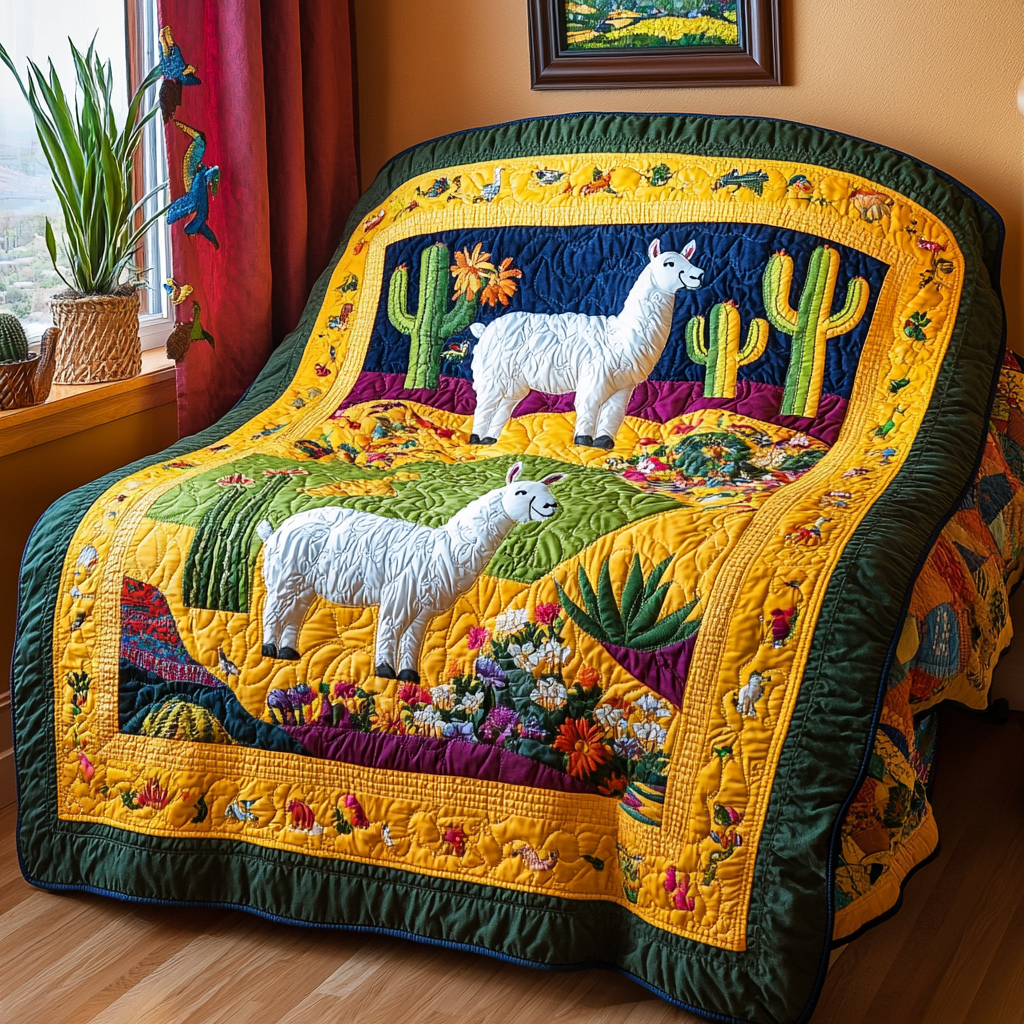 Cactus Llama DAI150125058 Quilt Blanket