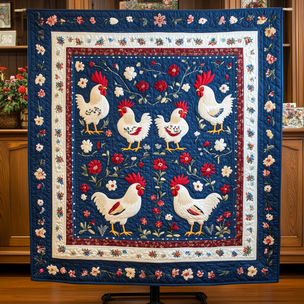 Patriotic Rooster DAI110225099 Quilt Blanket