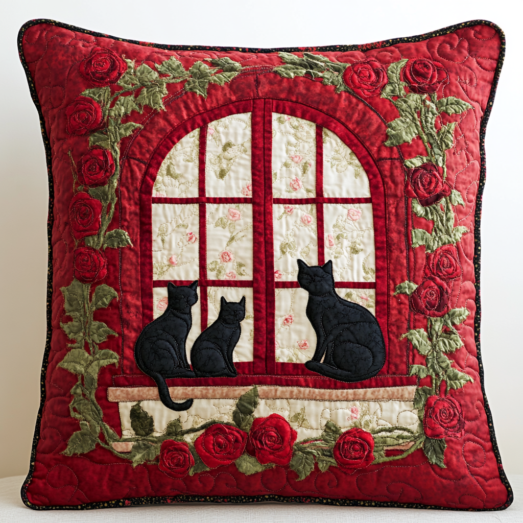 Cat In The Window DAI040225358 Quilted Pillow Case