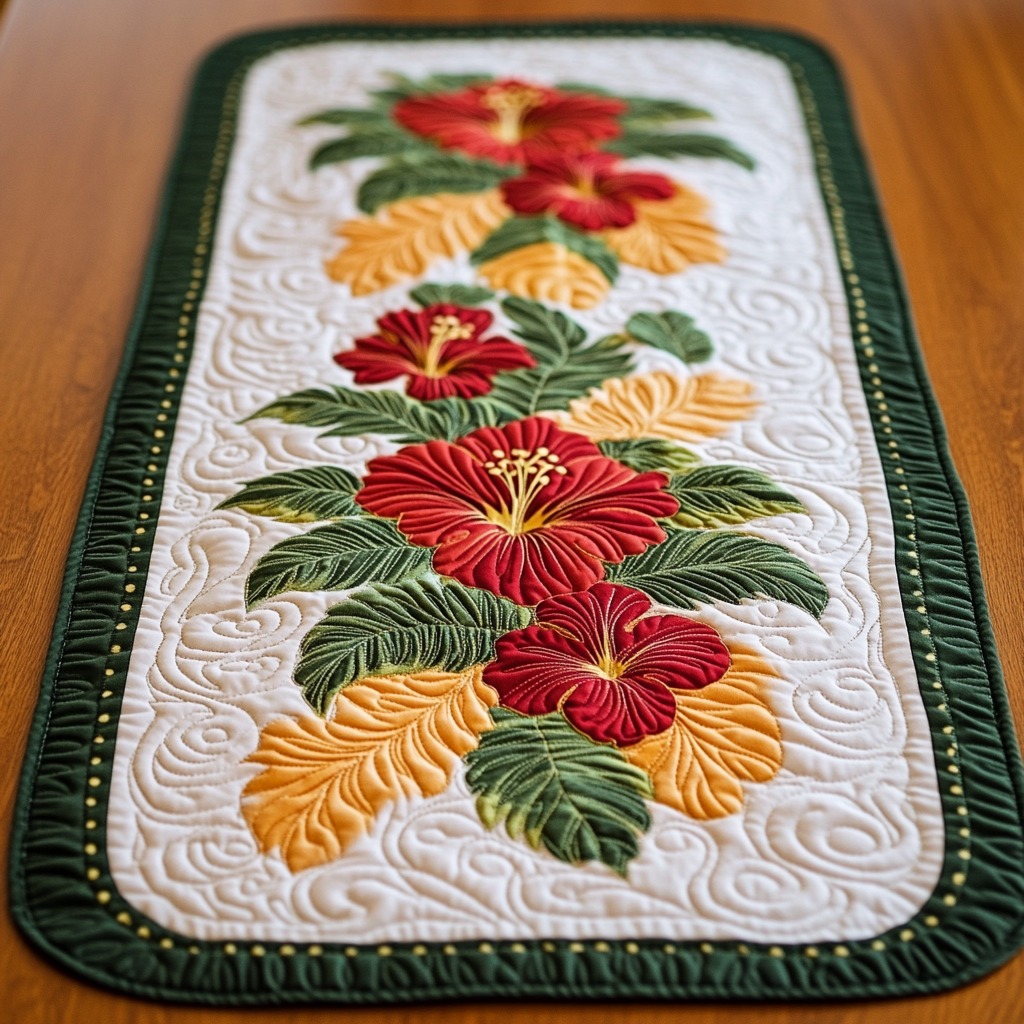 Hawaiian Hibiscus DAI110225328 Quilted Table Runner