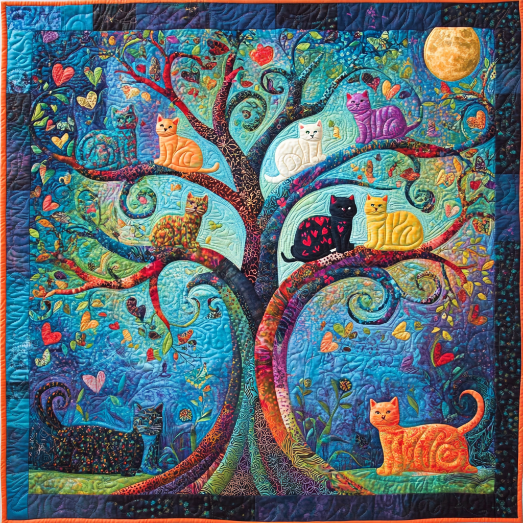 Cats On The Tree DAI040225113 Quilt Blanket
