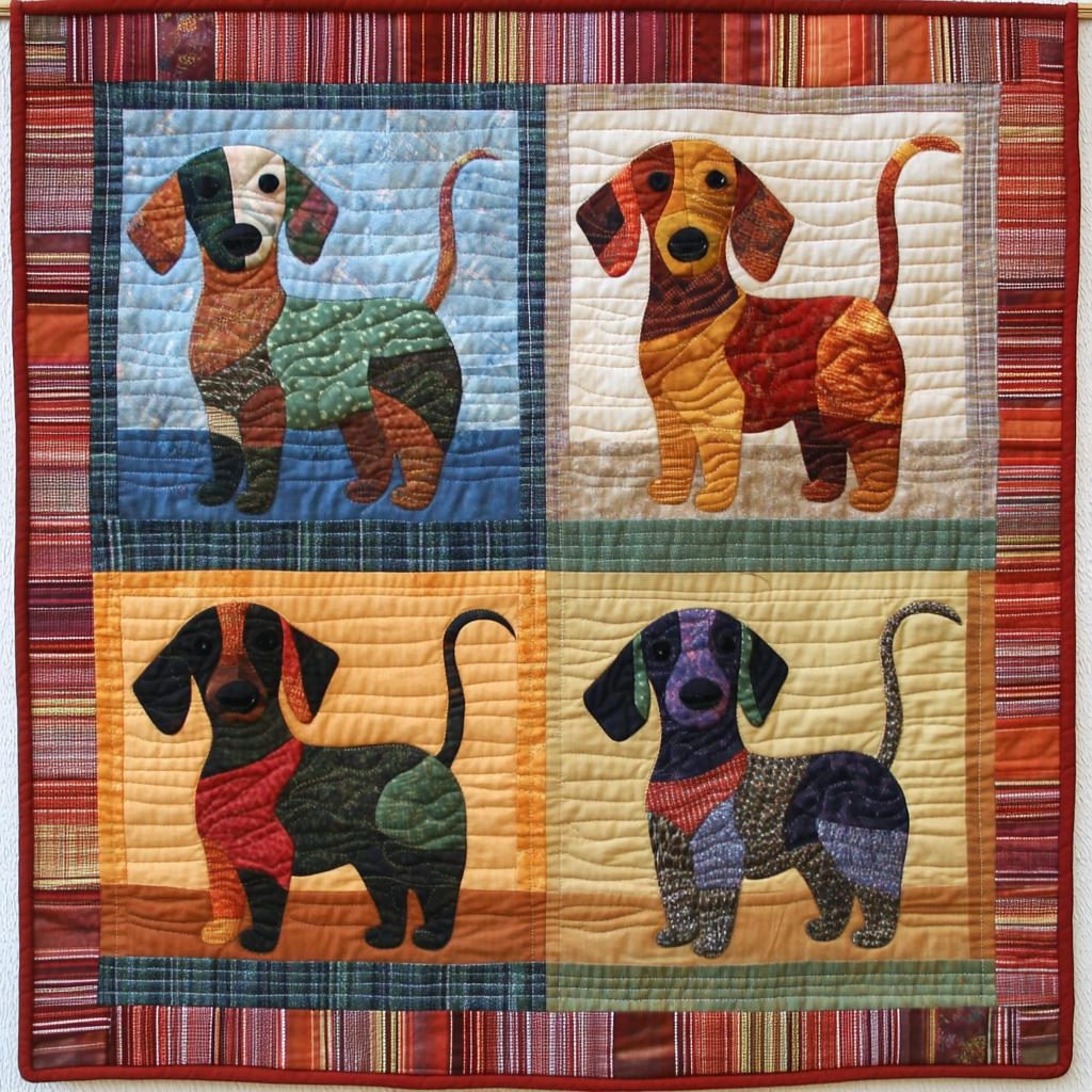 Bright Multi-Color Quilted Placemats, set of 6, orders two with dogs