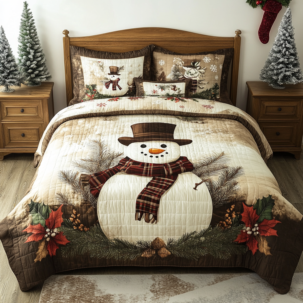 Christmas White Bear QA2510005CL Quilt main image 0