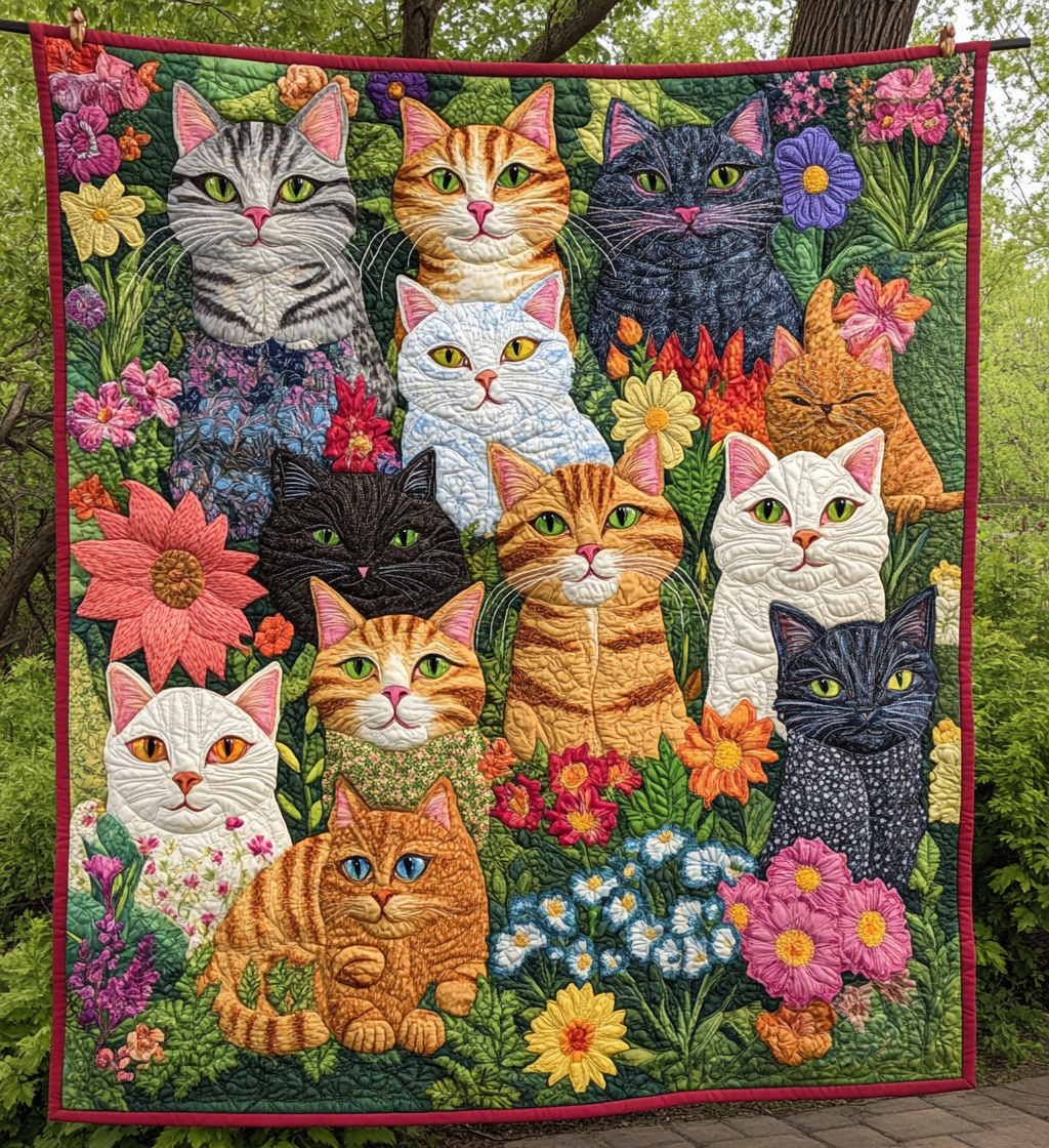 Cats In The Garden DAI200125191 Quilt Blanket
