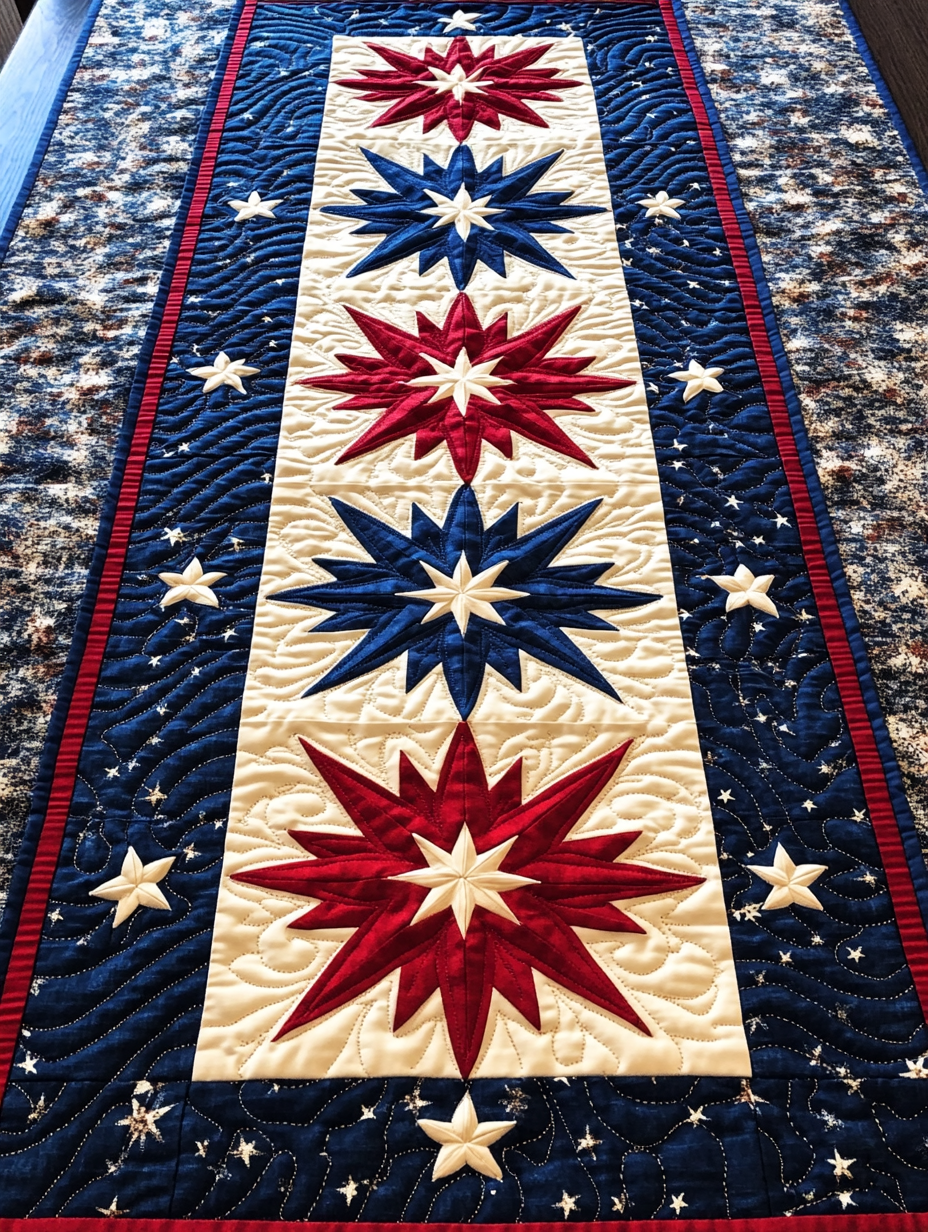 Patriotic Star DAI040225445 Quilted Table Runner