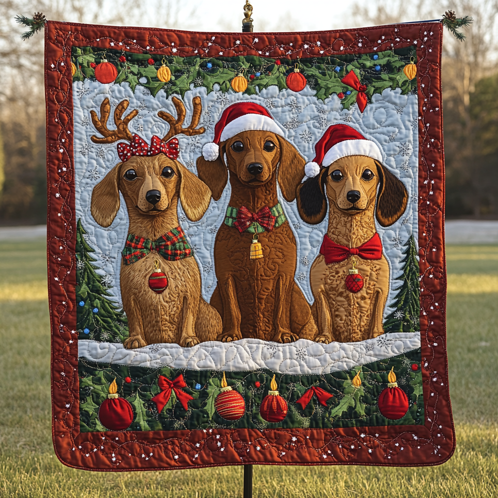 Christmas Dachshund TAI091024069 Quilt Blanket