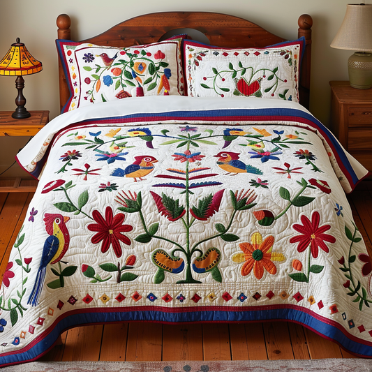 Birds In Flower Garden TAI251124018 Quilt Bedding Set