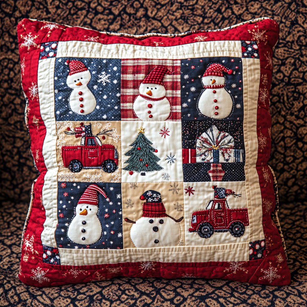 Christmas Snowman TAI181024565 Quilted Pillow Case