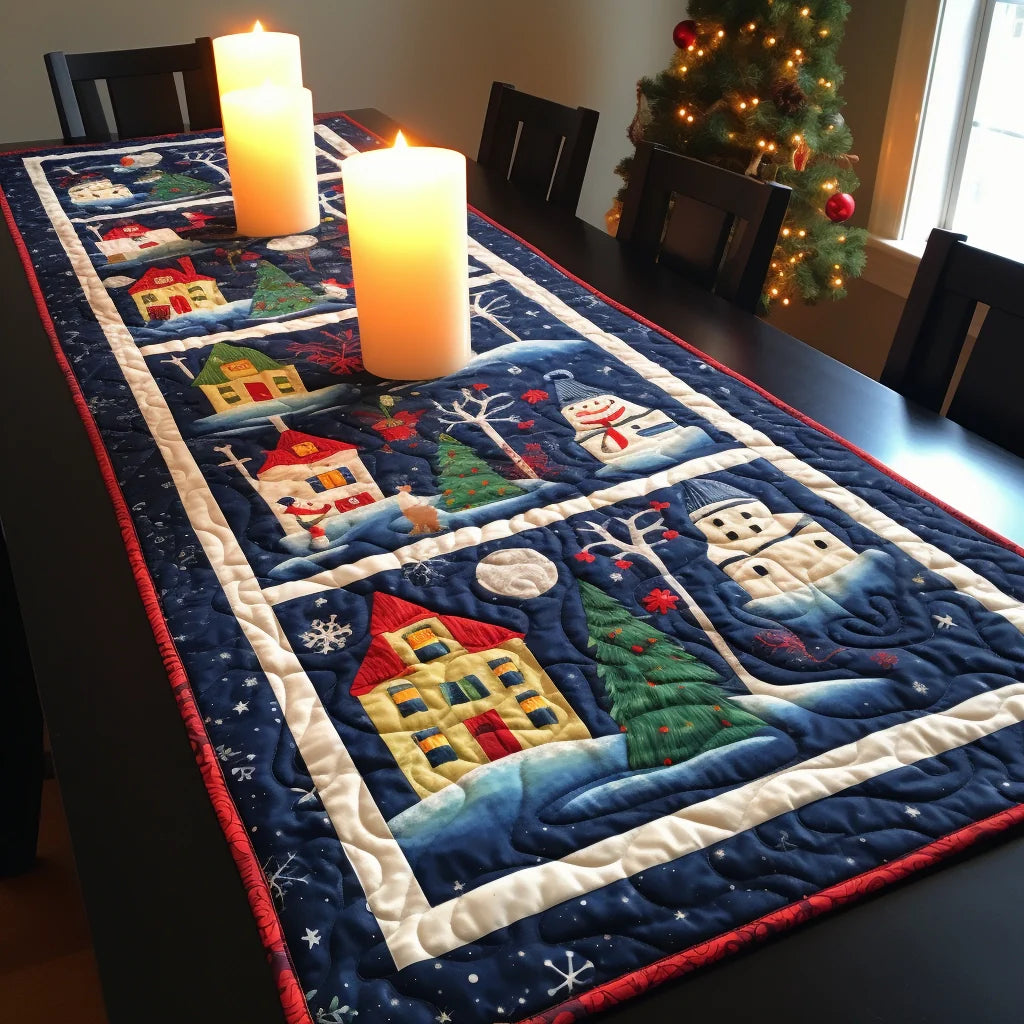 Christmas Village TAI261223080 Quilted Table Runner