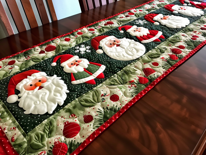 Santa Wreath Joy Quilted Table Topper NCU0NNT1531