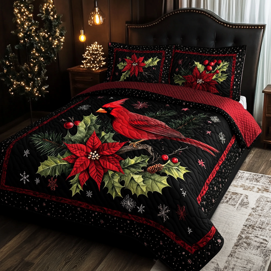 Christmas Cardinal TAI181024271 Quilt Bedding Set