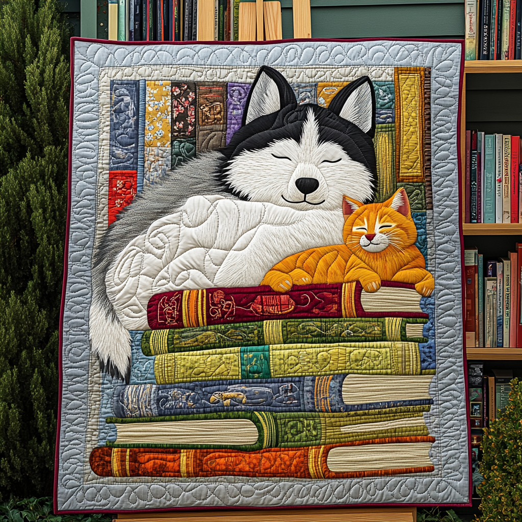 Sleeping Dog And Cat DAI090125166 Quilt Blanket