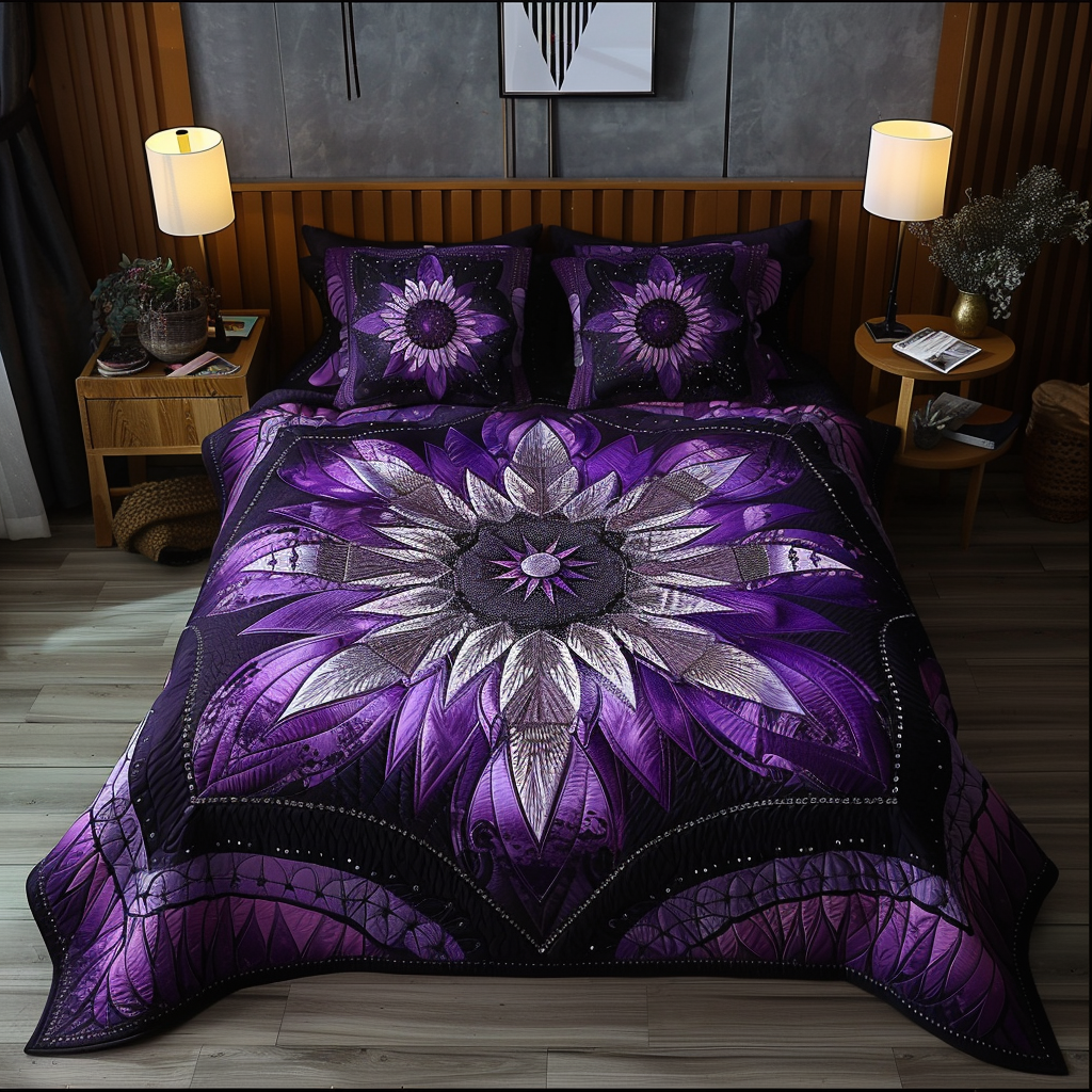 Purple Flower TAI170724032 Quilt Bedding Set