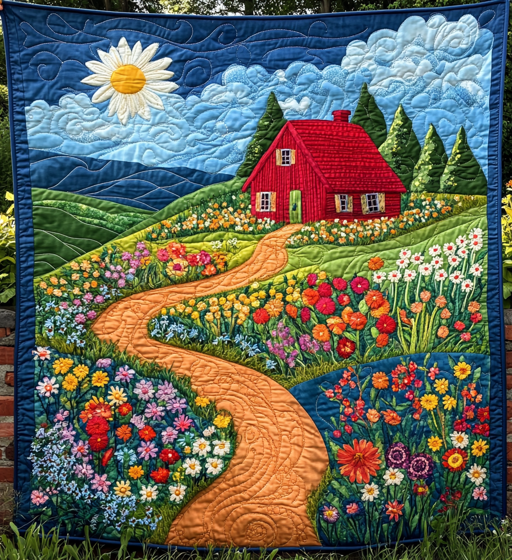 Flower Farm House DAI090125239 Quilt Blanket