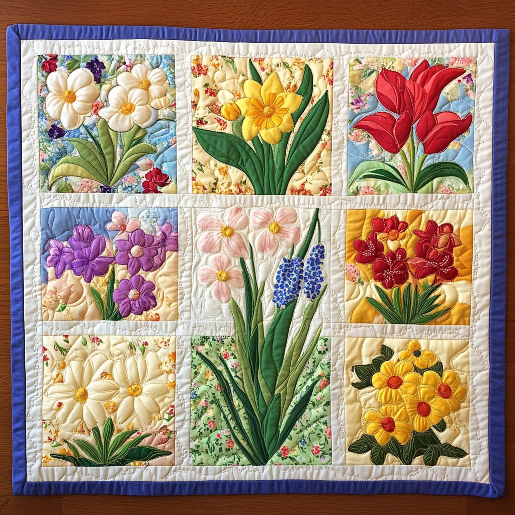 Spring Flowers DAI040225522 Quilted Placemats