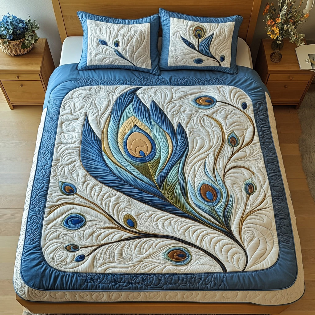 Peacock Feather DAI200125096 Quilt Bedding Set