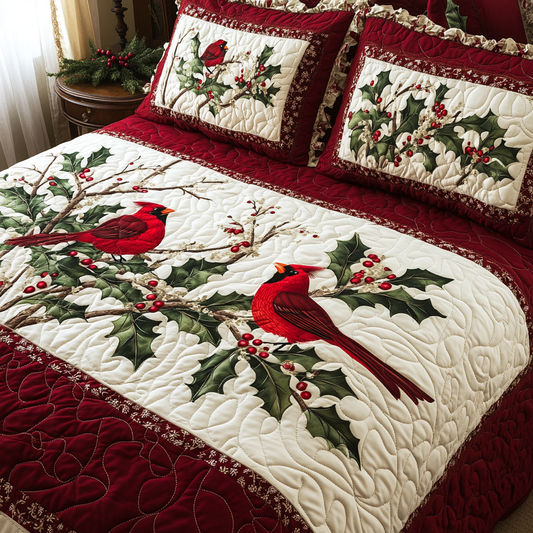 Christmas Cardinal TAI101224428 Quilt Bedding Set