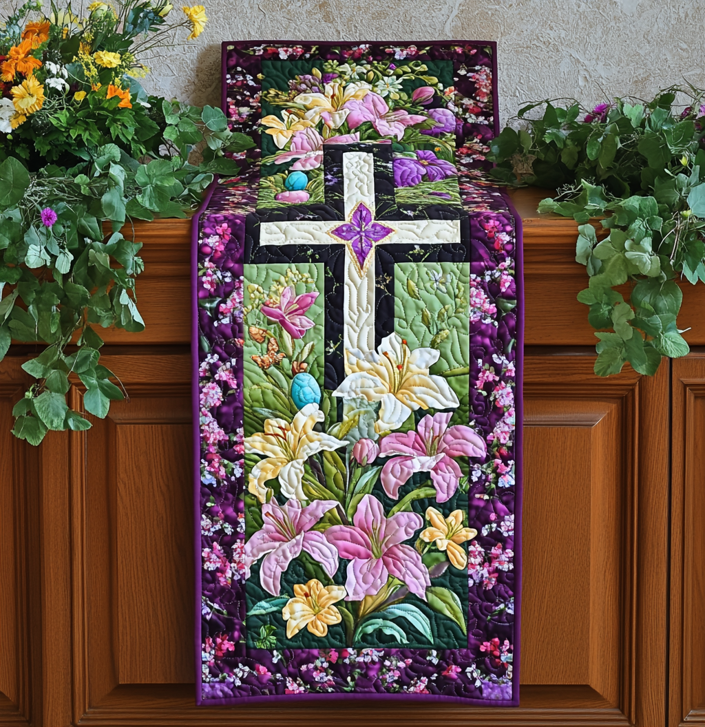 Easter Lily Cross DAI150125316 Quilted Table Runner