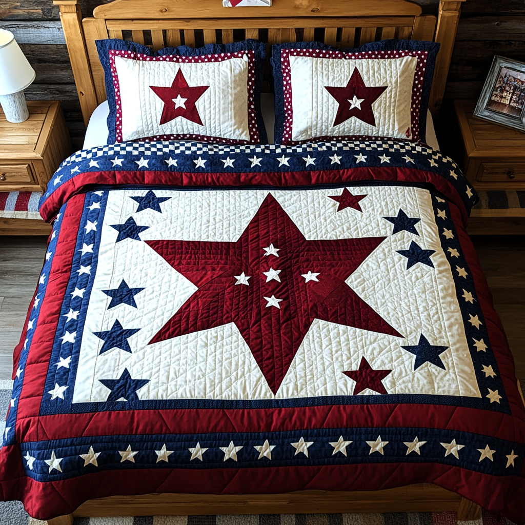 Patriotic Star DAI040225203 Quilt Bedding Set