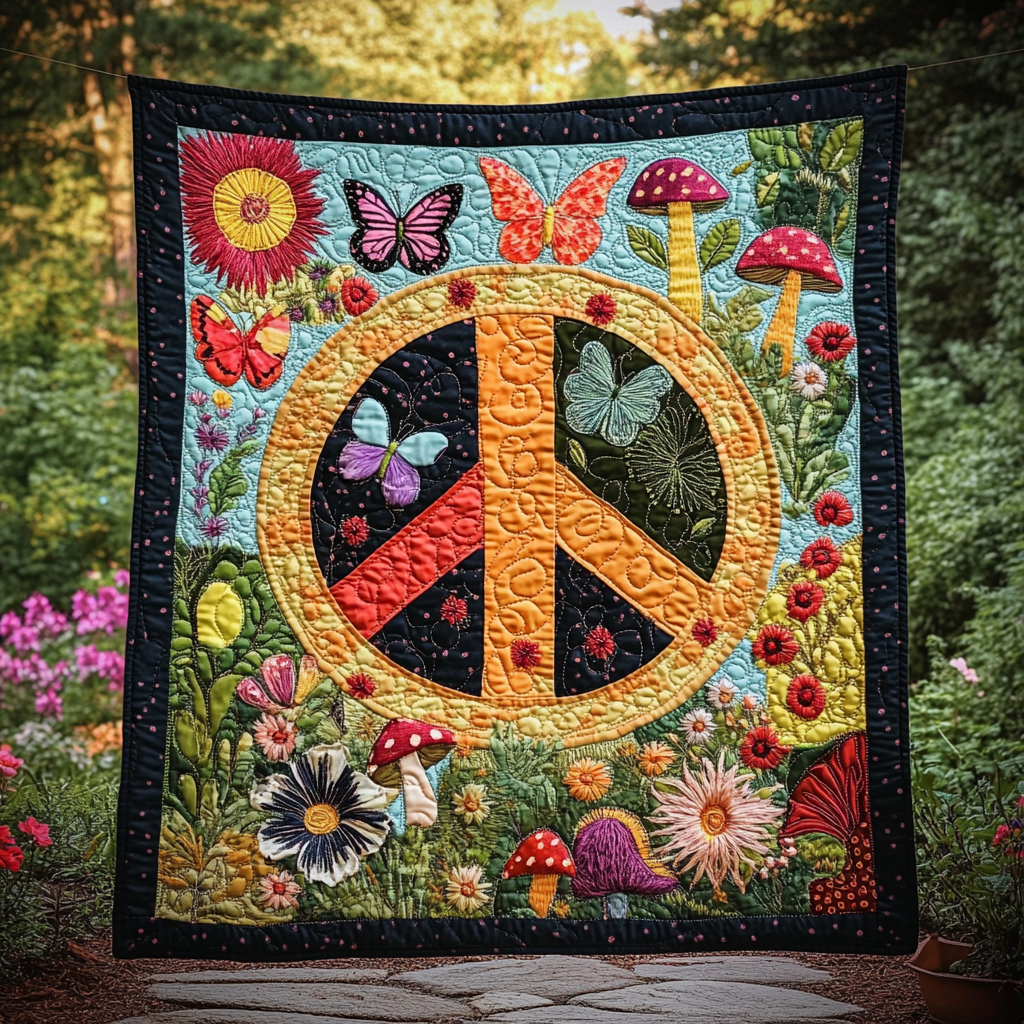 Hippie Peace DAI150125082 Quilt Blanket