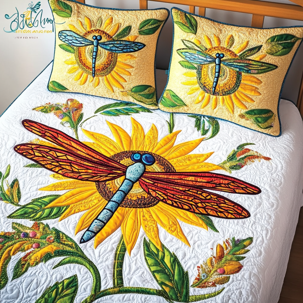 Sunflower Dragonfly DAI040924033 Quilt Bedding Set