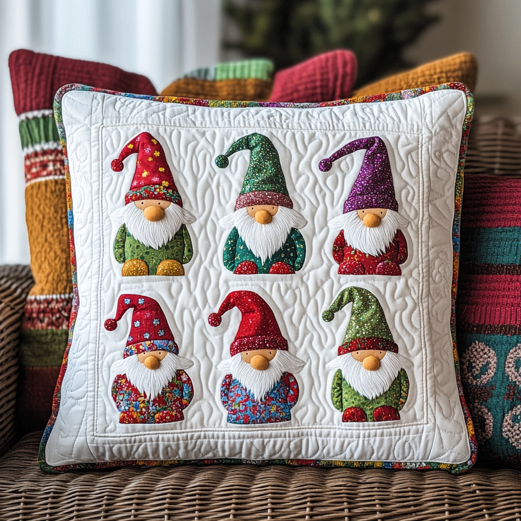 Christmas Gnome TAI181024408 Quilted Pillow Case