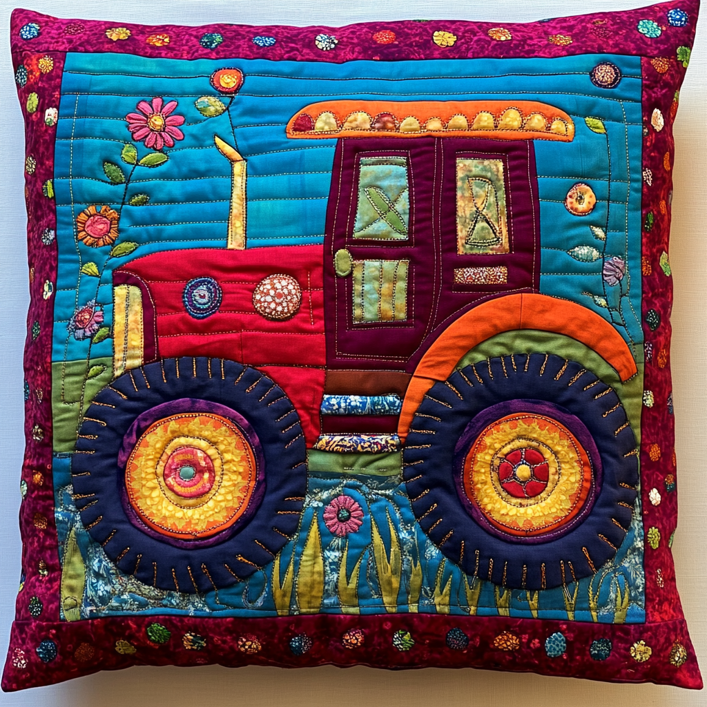 Farm Tractor DAI26102437 Quilted Pillow Case