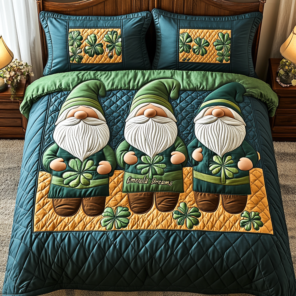 St Patrick Gnome TAI101224500 Quilt Bedding Set