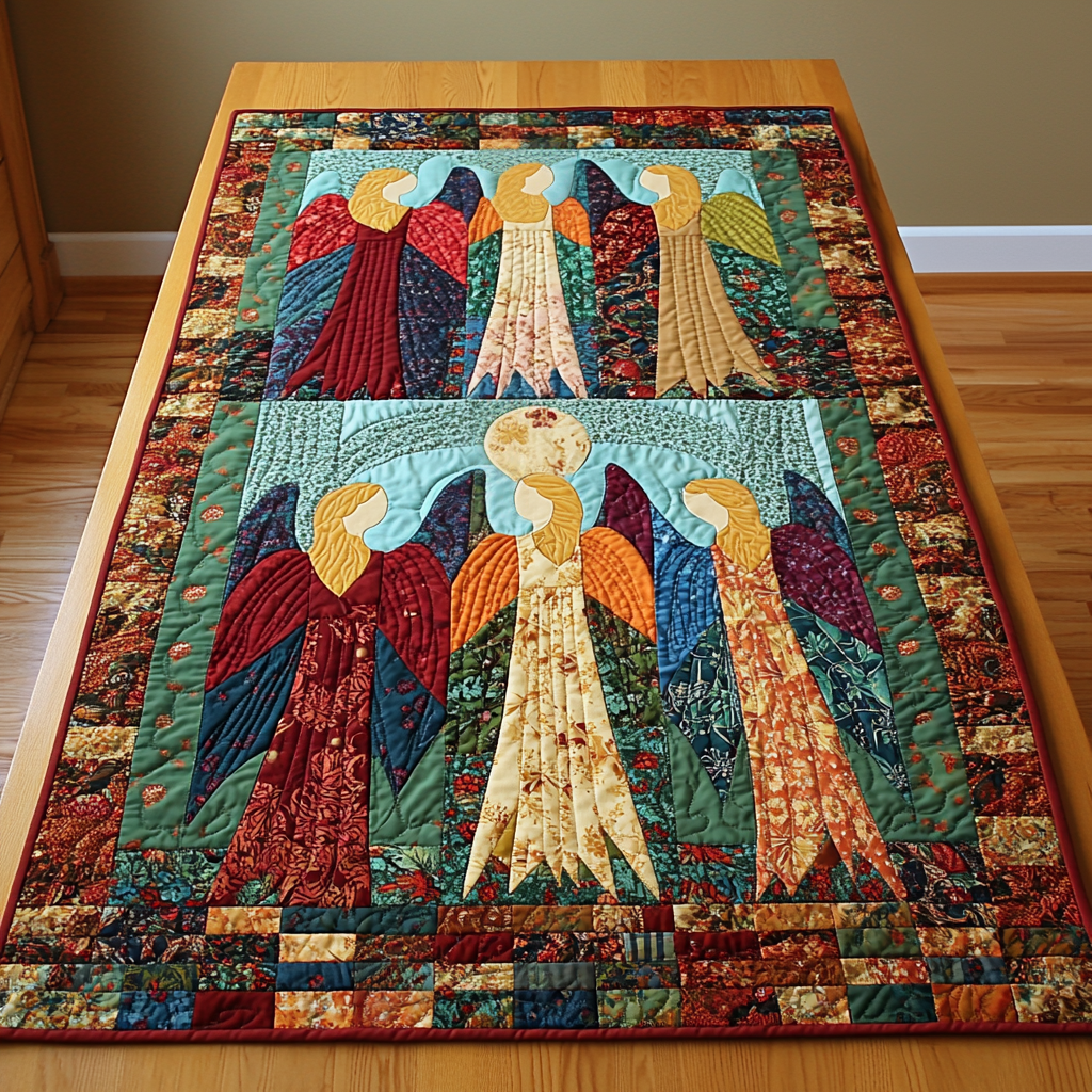 Angel DAI190225259 Quilted Table Runner – Alpha Quilt