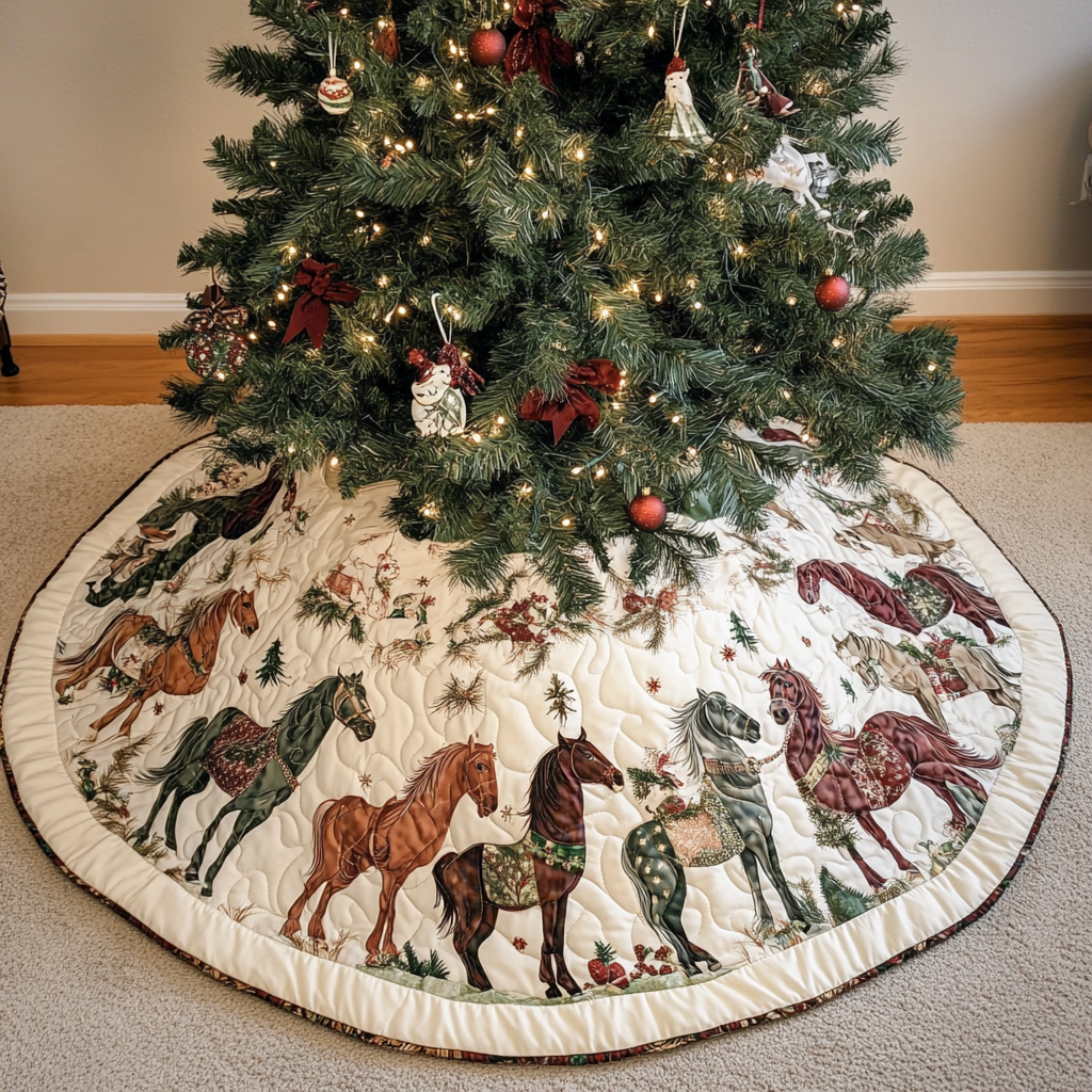 Christmas Horse TAI041024107 Quilted Tree Skirt