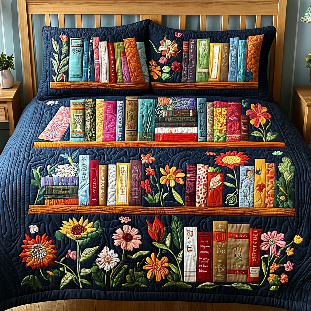 Flower Bookcase DAI090125034 Quilt Bedding Set