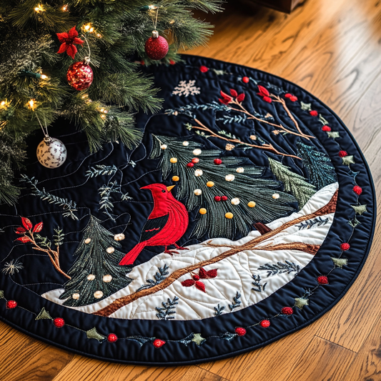 Christmas Cardinal TAI041024080 Quilted Tree Skirt