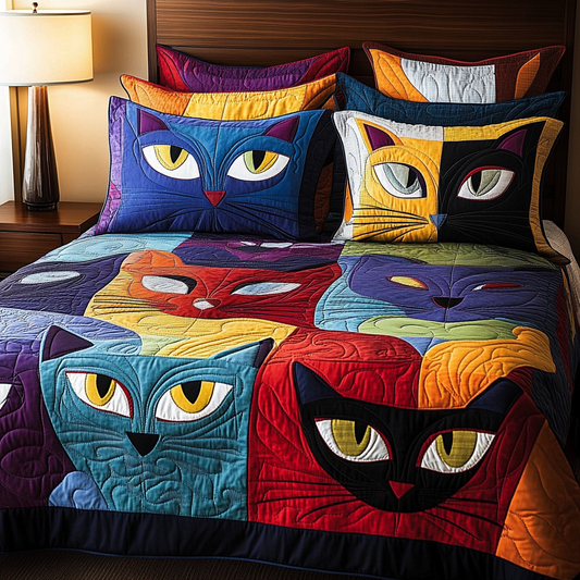 Abstract Cat TAI111124035 Quilt Bedding Set