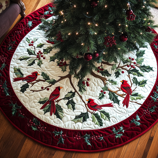 Christmas Cardinal TAI021024062 Quilted Tree Skirt