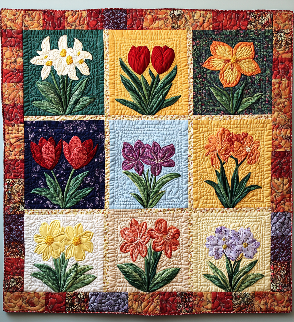 Spring Flowers DAI040225033 Quilt Blanket