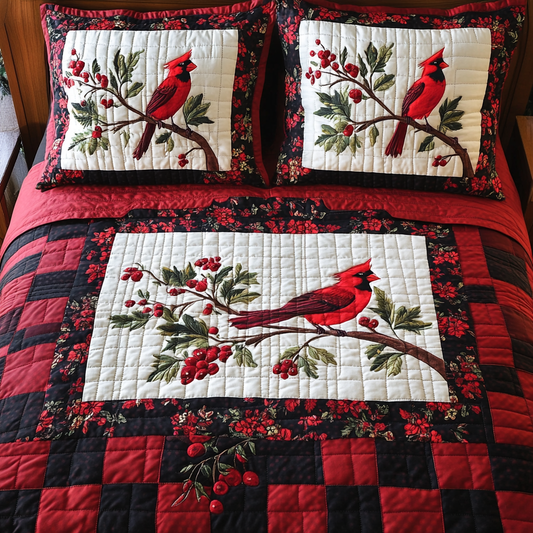 Christmas Cardinal TAI181024283 Quilt Bedding Set