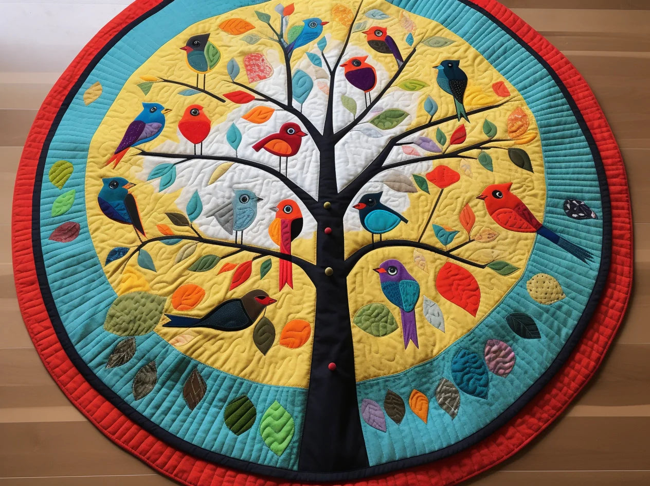 Bird TAI221223043 Quilted Round Mat