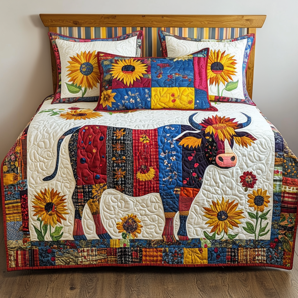 Sunflower Highland Cow DAI200125077 Quilt Bedding Set