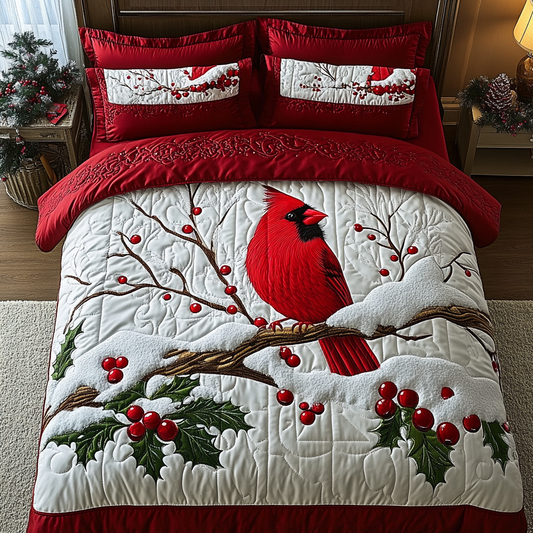 Christmas Cardinal TAI201124293 Quilt Bedding Set