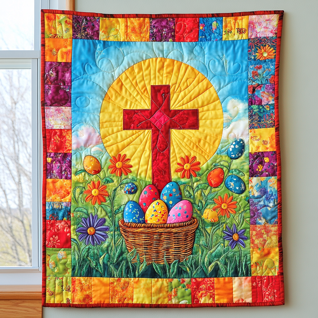 Easter Egg Cross DAI040225148 Quilt Blanket