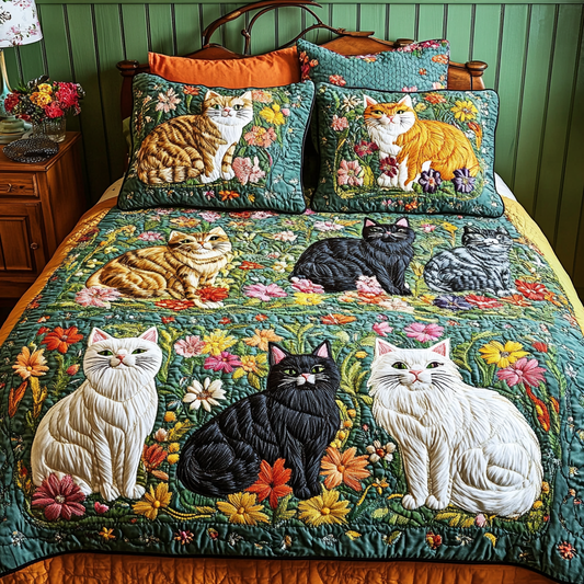 Cats In The Garden DAI040225240 Quilt Bedding Set