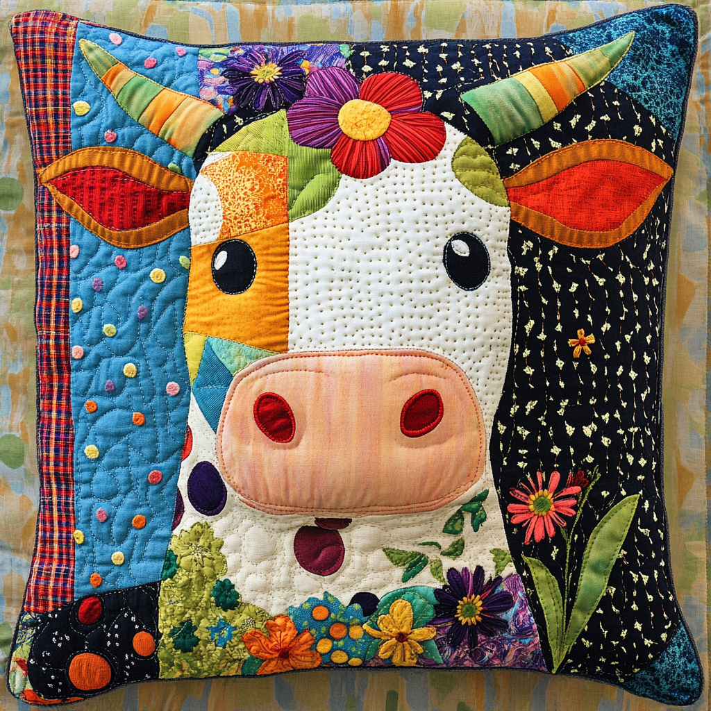 Cow DAI221024336 Quilted Pillow Case