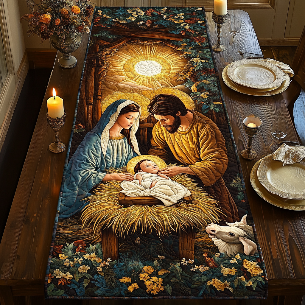 Nativity TAI041024267 Quilted Table Runner – Alpha Quilt
