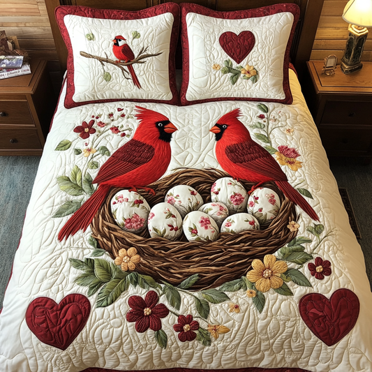 Cardinal Love DAI040225170 Quilt Bedding Set