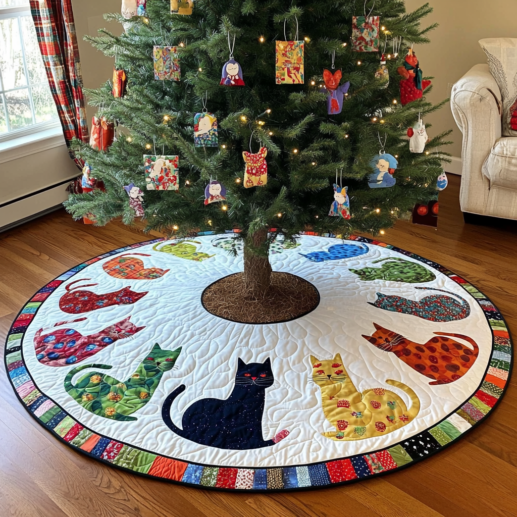 Cat DAI090924006 Quilted Tree Skirt