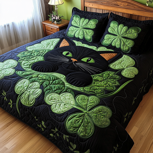 St Patrick's Day Cat DAI241224245 Quilt Bedding Set