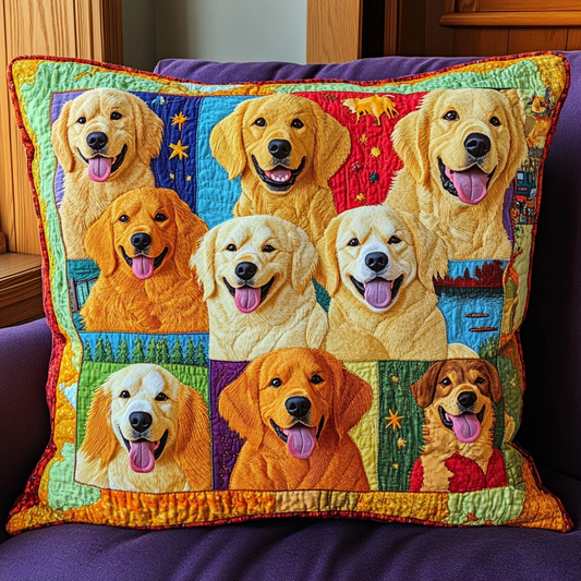 Golden Retriever TAI181024507 Quilted Pillow Case