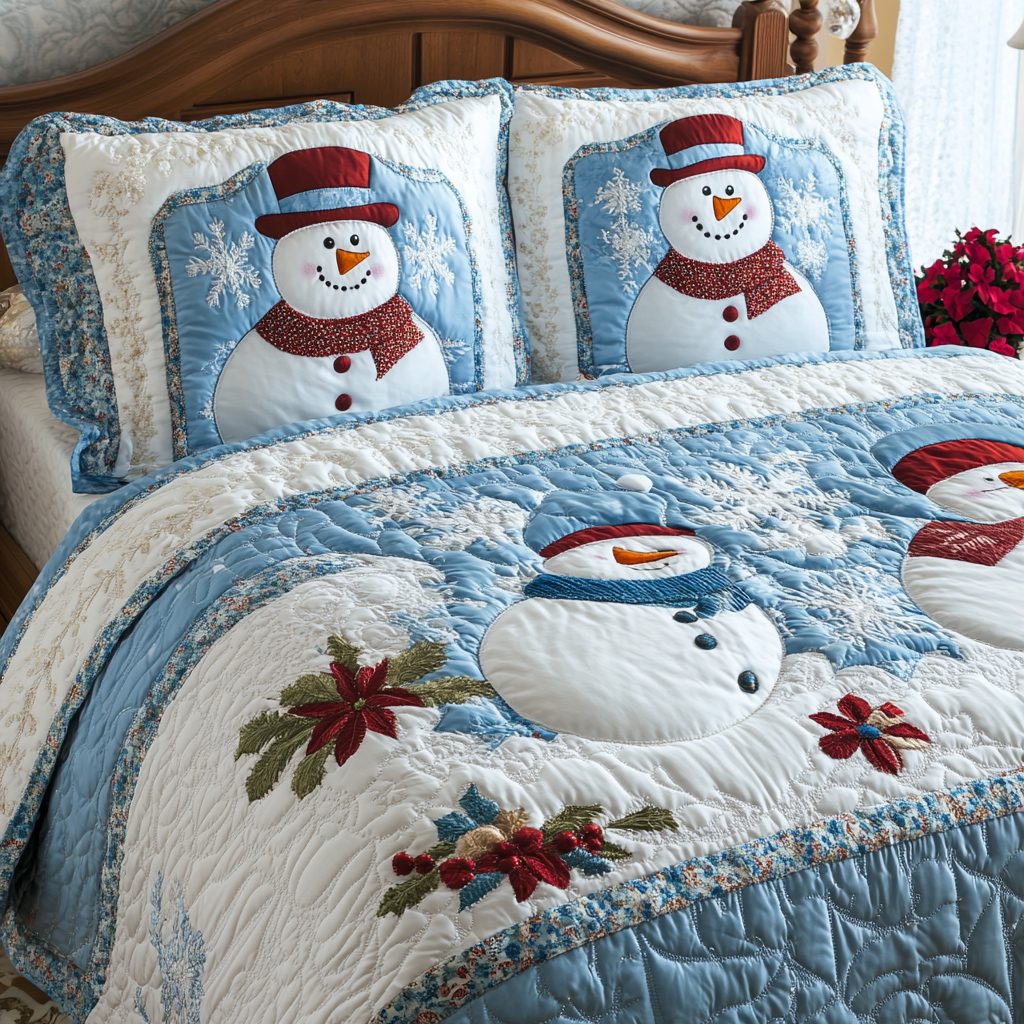 Christmas Snowman TAI101224343 Quilt Bedding Set