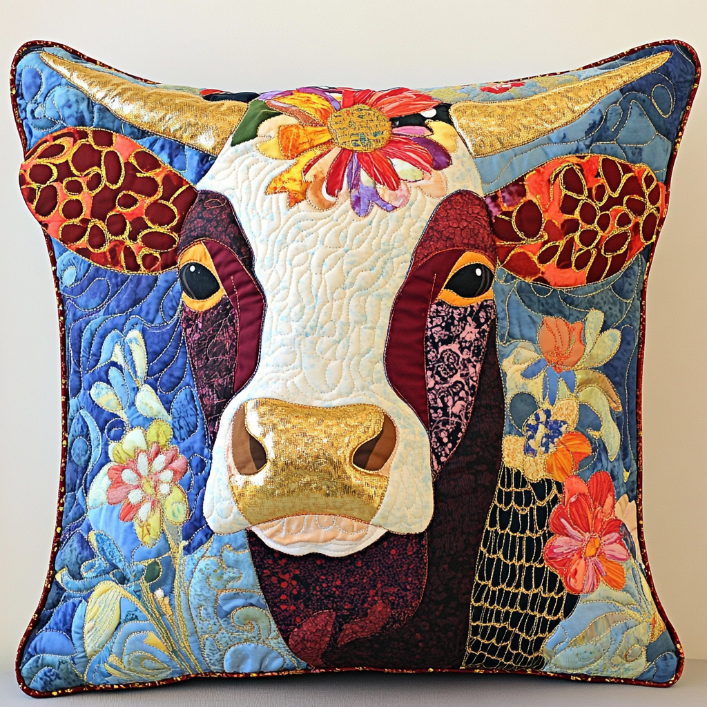 Cow DAI221024321 Quilted Pillow Case