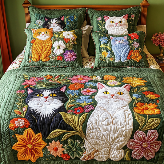 Cats In The Garden DAI040225239 Quilt Bedding Set